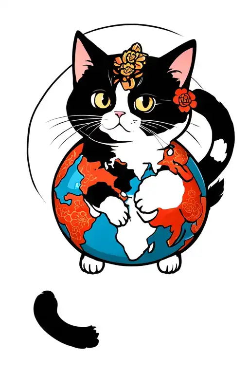 Cartoon Cat Controlling The World
