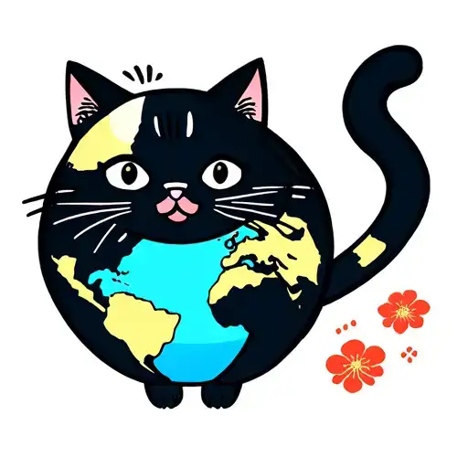 Cartoon Cat Controlling The World