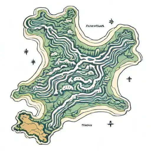 Topographic Map Of A Pnw Mountain Range With Ninja Turtle Footprints Throughout