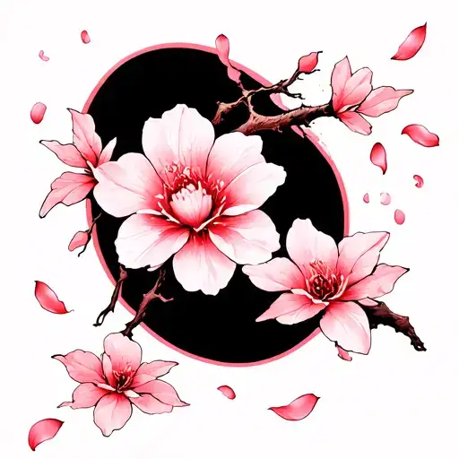 Japanese Cherry Blossom Petals Falling