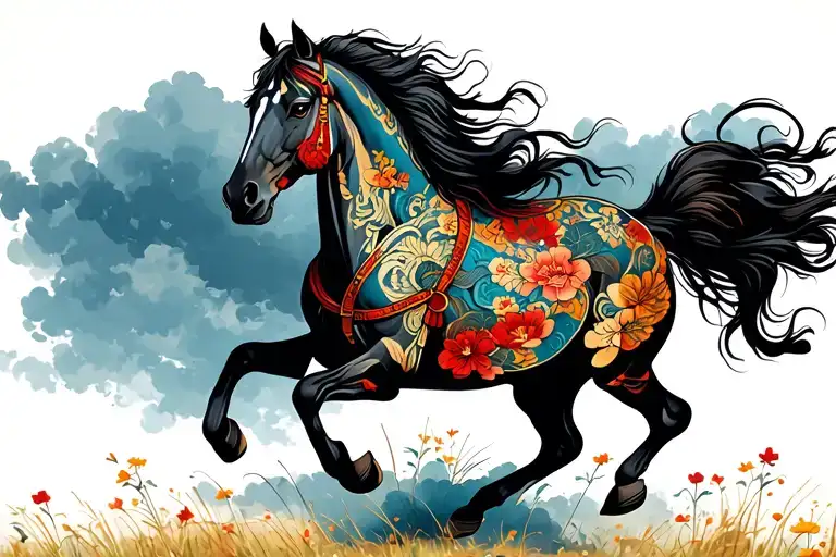 Horse Galloping Through A Field