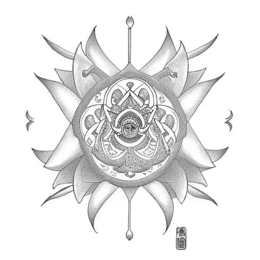 Shiva's Trident Surrounded By Lotus Flowers
