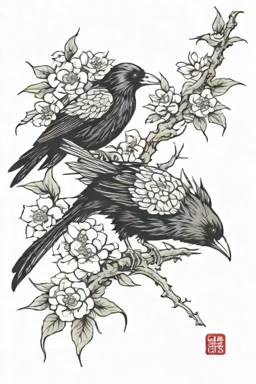 A Rat And A Crow With Flowers