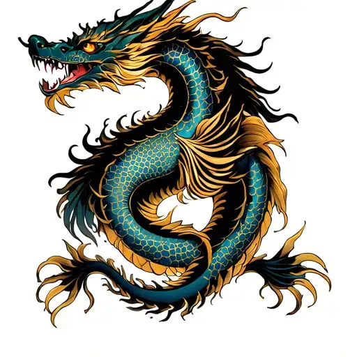 Golden Dragon Pisces Zodiac Sign
