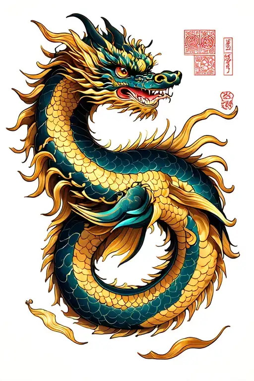 Golden Dragon Pisces Zodiac Sign