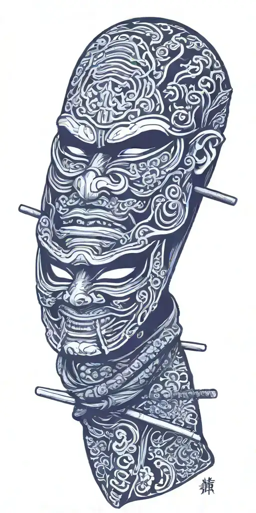 Samurai Mask With Katana