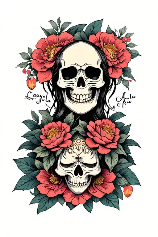 Skull With Layla And Ayla Written Inside Surrounded