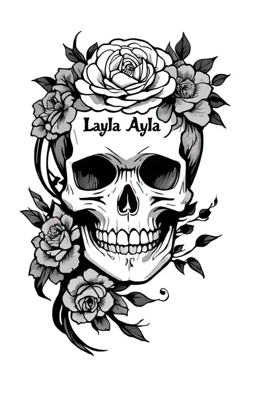 Skull With Layla And Ayla Written On The Skull