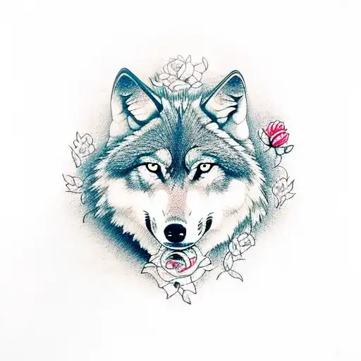 Wolf With Rose And Rope