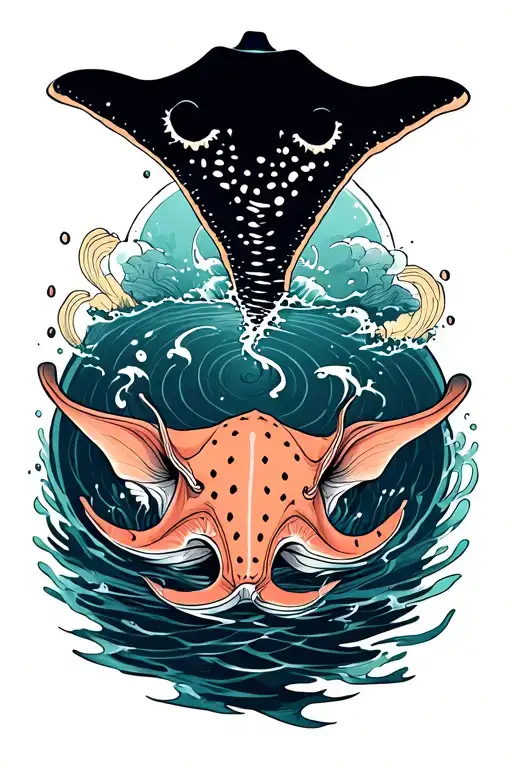 Stingray Swimming Through A Sea