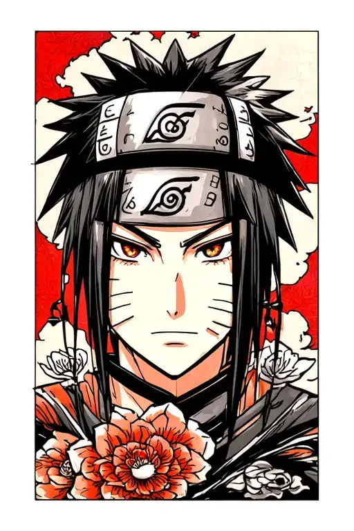 Sketch Of Colored Tattoo Glance Of Uchiha From Anime Naruto