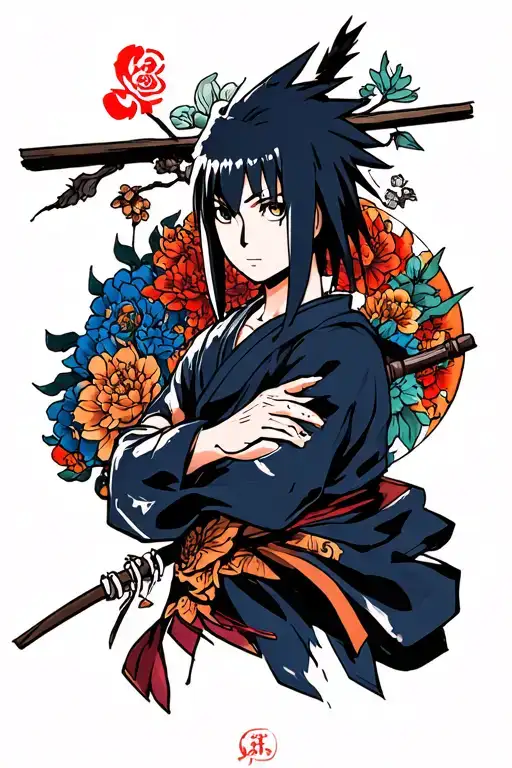 Sketch Of Color Tattoo Glance Of Uchiha With All Participants From Anime Naruto