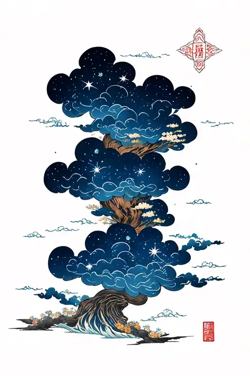 Biblical Cloud And Proverb In Japanese And Star