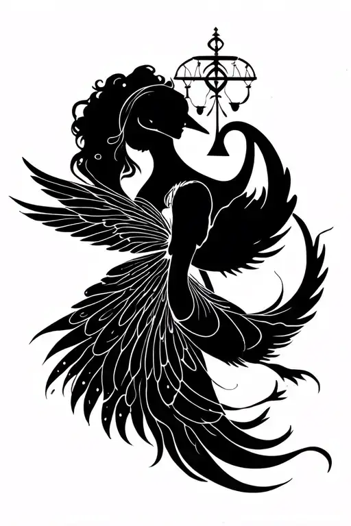 Sylph With Swan And Libra Symbol Covered By Venus Atmoshphere