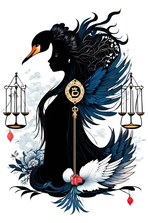 Sylph With Swan And Libra Symbol Combined