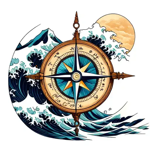 Compass Mountain And Waves