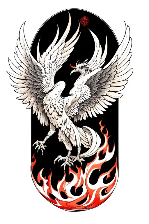 Phoenix Rising From Flames Tattoo Wings Continue On To Chest