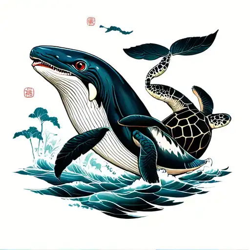 Turtle And Whale Fighting