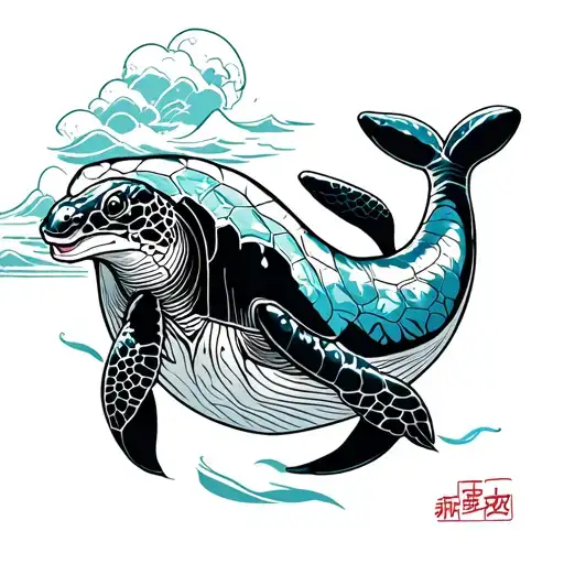 Turtle And Whale Fighting Anime