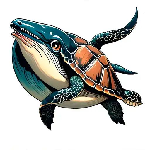 A Turtle And A Whale Fighting Anime