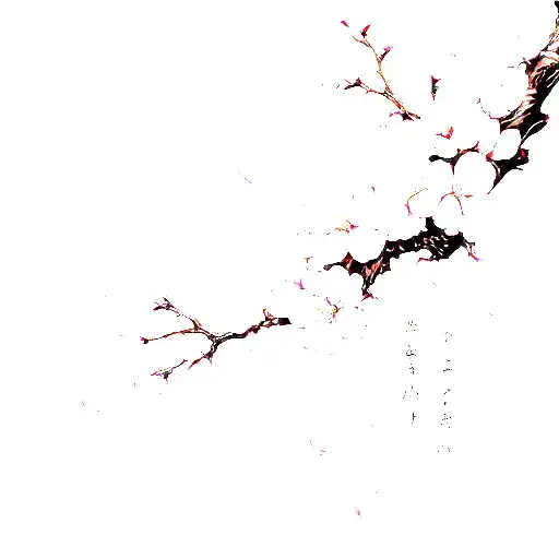 Cherry Blossom Branch With Petals Falling