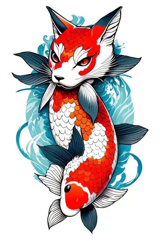 Koi With Kitsune Mask
