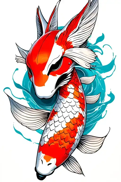 Koi With Kitsune Mask