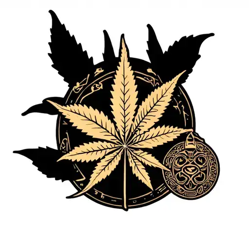 Viking Medallion And Weed Leaf Intertwined