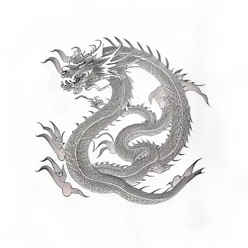Asian Dragon Wraped Around A Tree