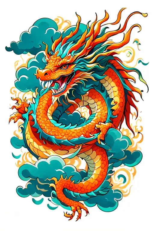 Dragon Wrapped Around With Clouds And Other Cool Stuff