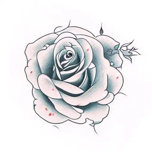 Red Rose With Foliage