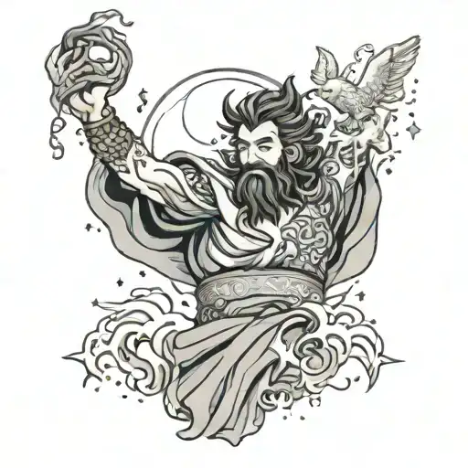 Zeus With Stars Half Sleeve