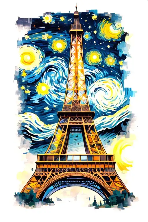 Eiffel Tower Van Gough Starry Night