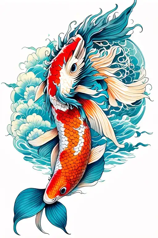 Koi Fish And Dragon Full Sleeve Intricate And Beautiful