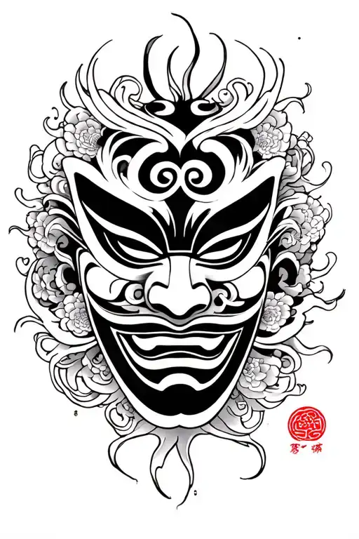 Hanya Mask With White Streaks