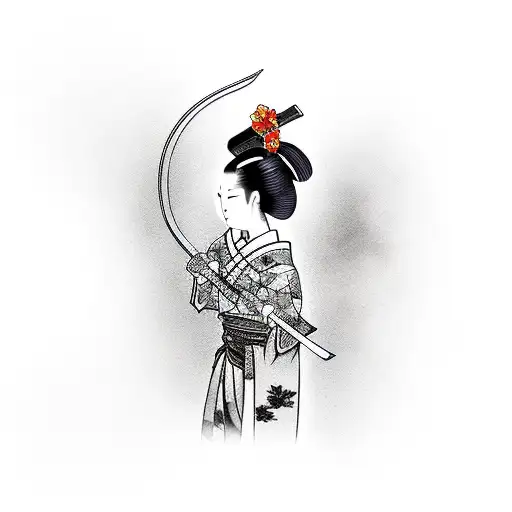 Girl With Katana And Japanesse Text