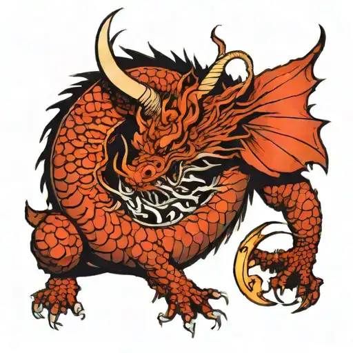 Dragon With Tamer Sleeve Tattoo Design