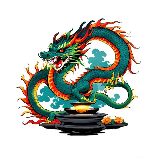 Dragon And Stone Altar Surrounded