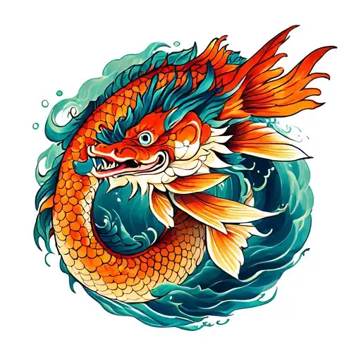 Carp Transforming Into Oriental Dragon