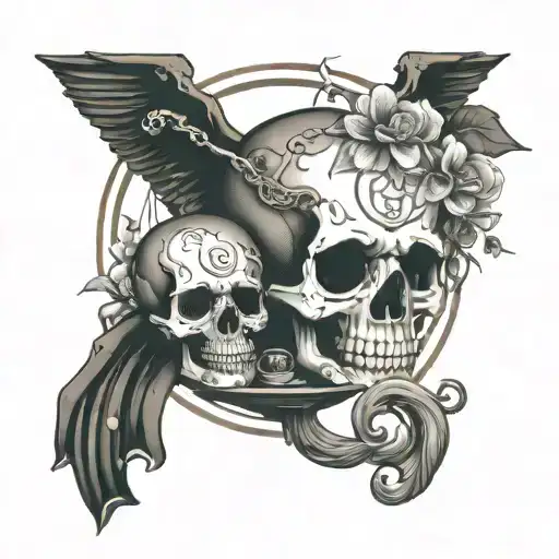 Zodiac Sign Libra With A Skull And A Sign Of Life On Bowls