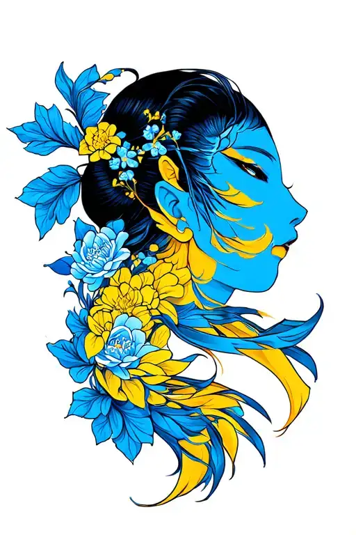 Pes Japones Amarillo Con Azul