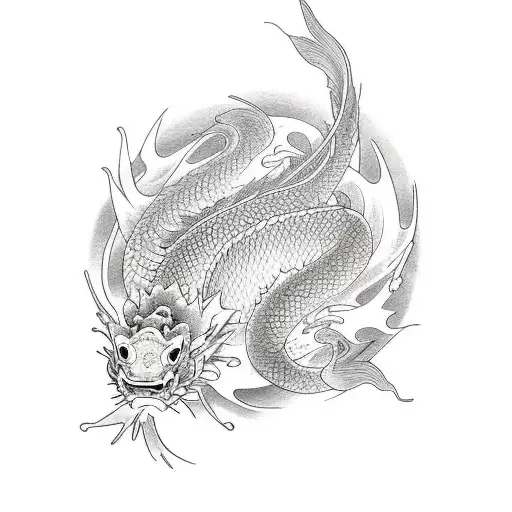 Koi Fish And Dragon