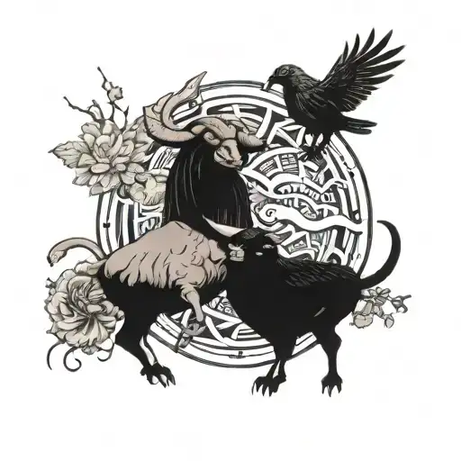 Taurus And Crow Holding A Earth Inside