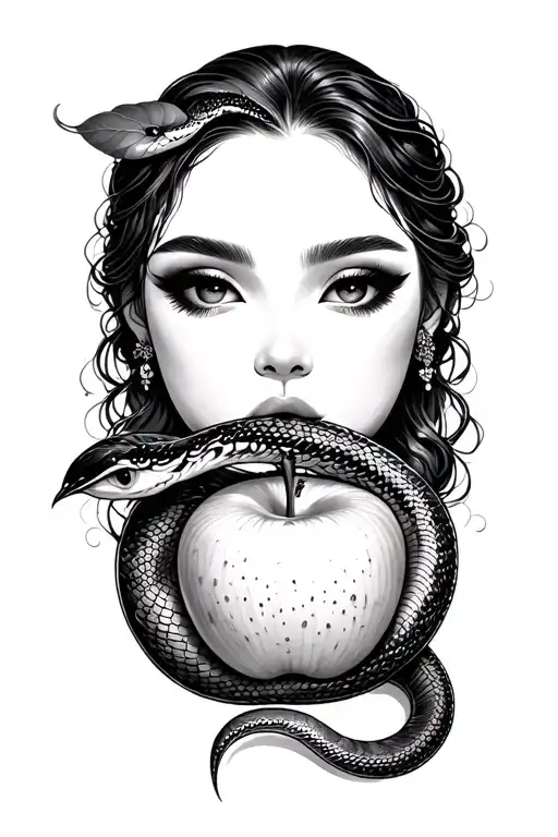 Eve Eating The Apple And Snake Coiled