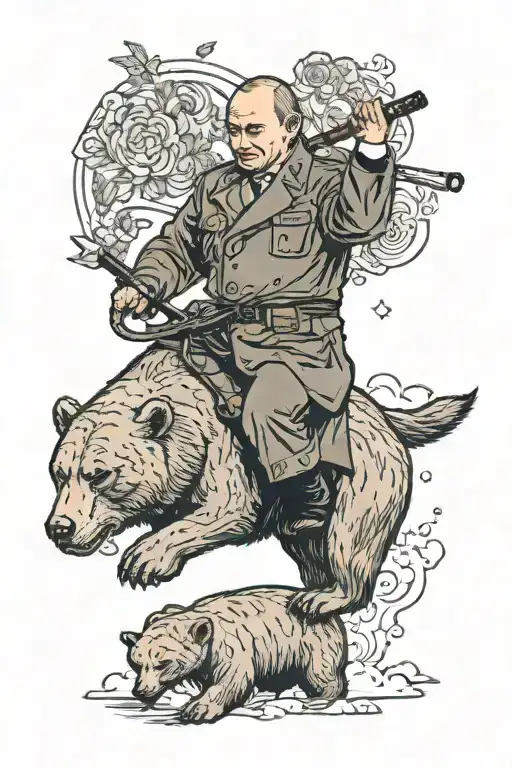 Putin Riding A Bear Holding A Cigarette And A Cocacola Zero