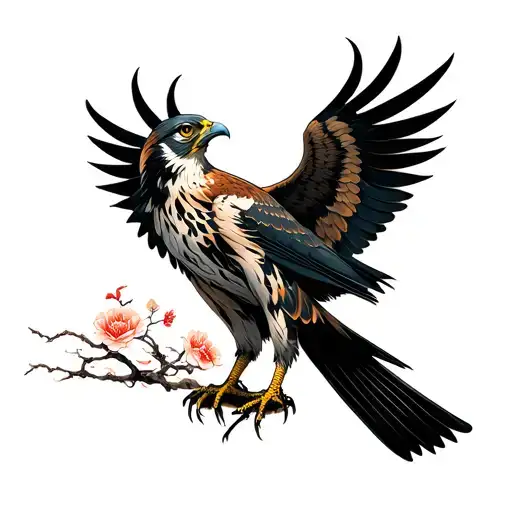 Falcon Spreading Wings