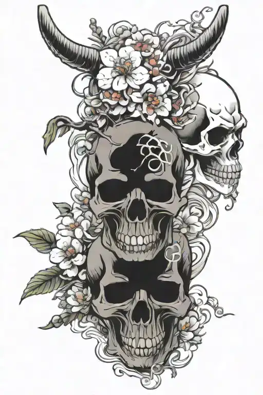 Sakura And Skull And Demon