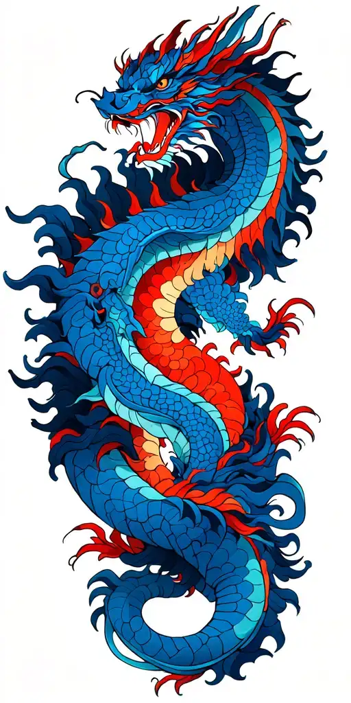 Red Dragon And Blue Dragon Wrapped