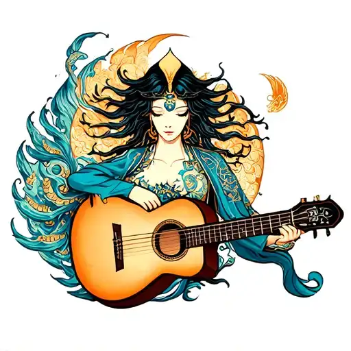 Aquarius Zodiac With Guitar