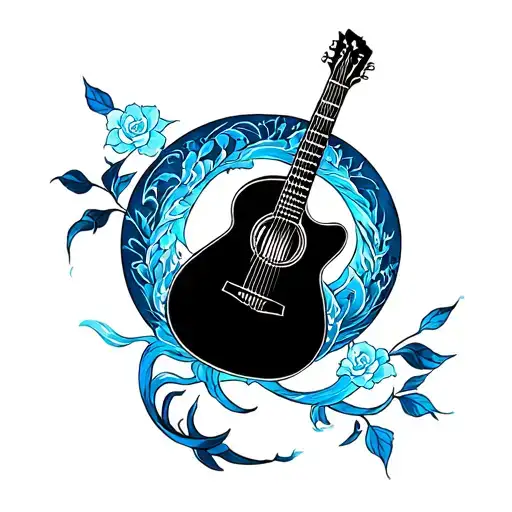 Aquarius Zodiac With Guitar Simple Tattoo Design Inspired